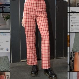 Brandy Melville red plad pants
